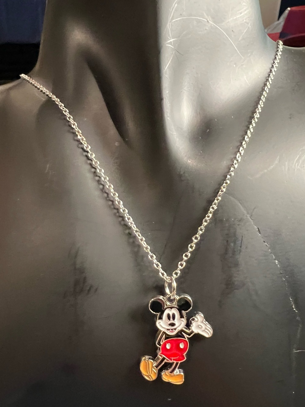 Disney NEW Silver Mickey Mouse Charm Enamel Pendant -
With Silver 18” Chain
